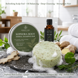 Champú Sólido Herbal con Extracto Natural de Raíz de Sófora, Refrescante para el Cuero Cabelludo, Equilibra la Grasa, Sin Sulfatos, OEM 60g - Product Image 2