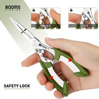 Booms Fishing 6,5 Zoll Edelstahl Grüne Angelzange mit Hakenlöser, Splitring-Öffner und Geflechtschnur-Schneider