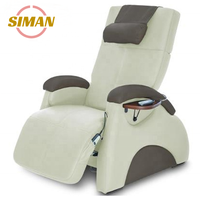 Chaise de pédicure de luxe Siman beige brun gris avec bassin amovible inclinable pas de massage de plomberie avec lumière de surf colorée