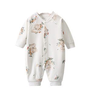 Pigiama per Neonati in Cotone Organico con Stampa Personalizzata di Cartoni Animati, Morbido e Traspirante, Tutina a Maniche Lunghe con Bottoni a Scatto - Product Image 1