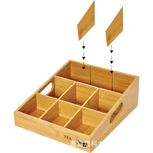 Bamboo Tea Storage Box With Compartments Open Top Rectangular For Coffee And Tea Bags Organizing <b>Kitchen</b> Drawer Organizer - Product Image 2