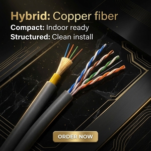 Câble hybride CAT6 UTP 4 cœurs monomode G657A1 LSZH, câble composite à <span class=keywords><strong>fibre</strong></span> <span class=keywords><strong>optique</strong></span> en forme de 8, intérieur, rouleau de 500 m - Product Image 4