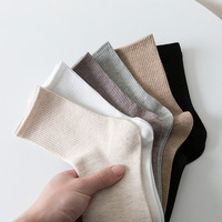 Chaussettes pour femmes en coton biologique 100% tricoté respirant côtelé antibactérien design coloré d'automne bas du corps manchette quotidien