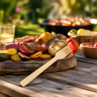 Ensemble de couverts jetables en bambou, couteau, fourchette, cuillère, ustensiles en bois naturel, vaisselle écologique biodégradable pour la restauration
