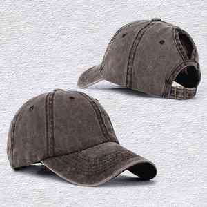 Nouvelle casquette de baseball vintage délavée style coréen pour l'extérieur, avec broderie main motif feuille et ouverture pour queue de cheval - Product Image 4