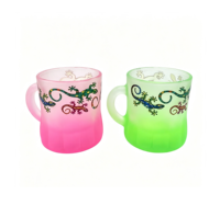 Vente en gros de tasses en verre givré personnalisées avec logo, imprimé dauphin et tortue de mer, souvenir touristique de plage, mini-gobelet à shot