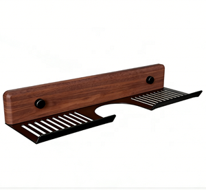 Étagère flottante moderne en bois <span class=keywords><strong>de</strong></span> noyer et métal pour <span class=keywords><strong>salle</strong></span> <span class=keywords><strong>de</strong></span> <span class=keywords><strong>bain</strong></span>, support <span class=keywords><strong>de</strong></span> rangement sans perçage pour <span class=keywords><strong>lavabo</strong></span>, <span class=keywords><strong>organisateur</strong></span> pour projets hôteliers, vente en gros - Product Image 1