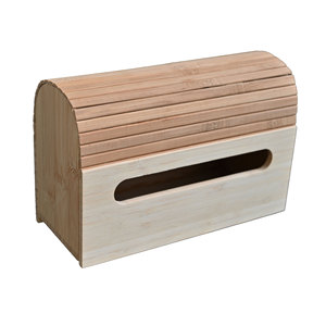 Bamboo Tissue <b>Box</b> Rectangle Side <b>Drawer</b> <b>Storage</b> For Living Room Study Desktop Decorative Organizer - Product Image 5