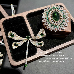 C & J Victoria <span class=keywords><strong>Emerald</strong></span> Gem Libélula Antique Honeycomb Vintage Luxo Zircão Moda Jóias Finas Broches Para Mulheres - Product Image 1