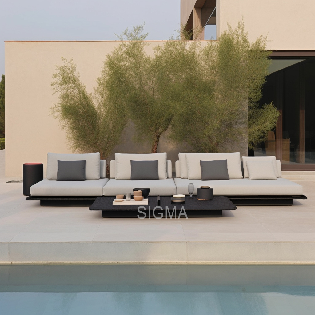 Factory Luxury Outdoor Furniture Customized Size Outdoor Aluminum Sectional Sofa