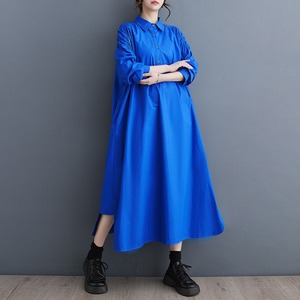Nuovo Abito Lungo in Cotone Oversize Minimalista Giapponese con Cut-out e Schiena Scoperta, Collezione Primavera 2026, Blu, Taglie Forti - Product Image 4