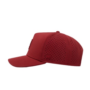 OEM Custom Mesh Perforated Hat Logo 5 Panel Slightly Curved Brim Snapback <b>Waterproof</b> Rubber Patch Golf <b>Cap</b> - Product Image 3