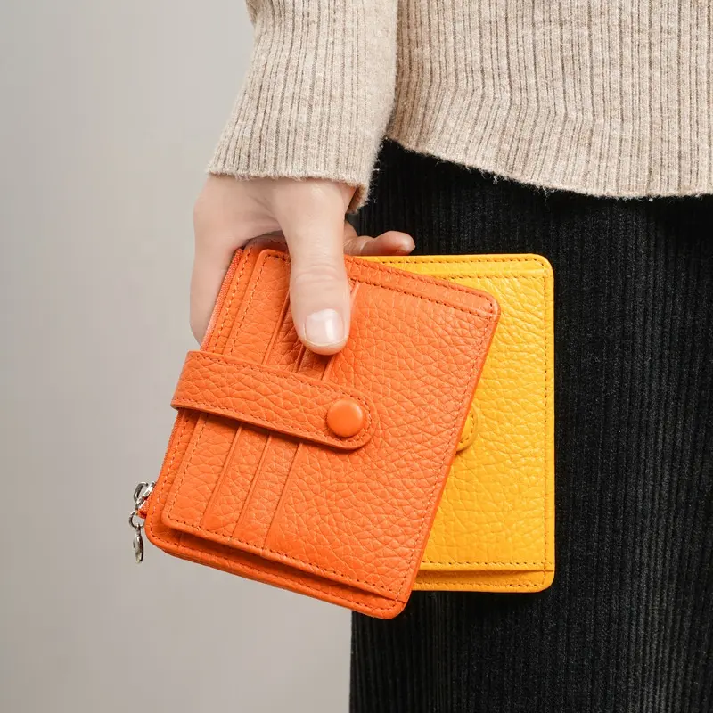 2022 women's slim card wallet genuine leather Front Pocket Slim Card Holder Wallets Multifunctional Mini Credit Card holder Case
