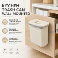 Legendarische hangende prullenbak voor aan de deur, wandmontage, keuken, huishouden, met deksel, voor toilet, badkamer, woonkamer, papier.