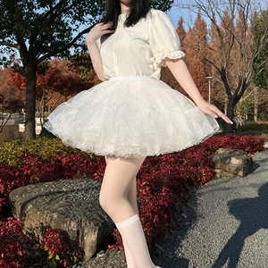 Robe de bal de mariée courte blanche Cosplay <span class=keywords><strong>jupon</strong></span> sous-jupe Crinoline <span class=keywords><strong>Tulle</strong></span> plissé avec technique à volants pour Cosplay - Product Image 4
