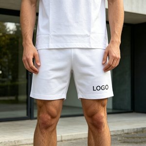 เสื้อยืดเซ็ตผู้ชายมาใหม่, ชุดสองชิ้นแขนสั้นผ้าเทอร์รี่คอตตอน 480gsm สำหรับผู้ชาย, ผ้าฝ้าย 100%, ชุดลำลองฤดูร้อน - Product Image 3