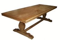 Table à manger à tréteaux en chêne massif, style antique français, T159-244, 244x104x78cm, pour maison, hôtel, villa, mobilier