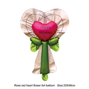 Happy Holidays Love Flores grandes con flores Ramo de globos de papel de aluminio para decoración de fiestas - Product Image 5