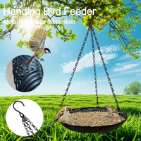 Mangeoire à oiseaux d'extérieur JH-Mech, design à plateau ouvert rond, suspension à trois chaînes pour plus de stabilité, large ouverture pour l'alimentation de plusieurs oiseaux