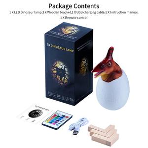 Lámpara Nocturna LED con Forma de Huevo de Dinosaurio Impresa en 3D, Control Remoto, 16 Colores, Recargable por USB, Lámpara de Dinosaurio para Niños - Product Image 3