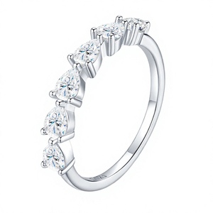 Luxury Moissanite Rhodium Plated Prong Setting 925 Sterling <b>Silver</b> High-end <b>Stacking</b> Eternity Band <b>Rings</b> for Women Fine Jewelry - Product Image 2