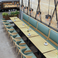 Ensemble de table à manger 6 places, cadre en bois massif, tables et chaises de restaurant, siège en cuir, banquette pour restaurant