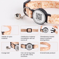 Collier intelligent moderne et élégant en nylon souple pour chats et chiens, étanche, avec code QR NFC en époxy, imprimé classique, fabriqué avec QR intelligent