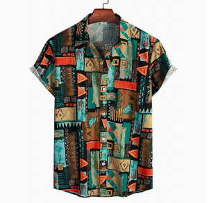 2026夏季男士休闲透气针织短袖条纹夏威夷海滩衬衫 - Product Image 5