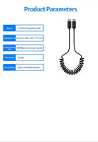 OEM USB Tipo C Cable de resorte 3A USB retráctil a USB C Cable de carga y transferencia de datos para teléfono, tableta, otros dispositivos USB C