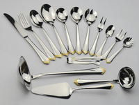 OEM Lot de 125 couverts en acier inoxydable avec étui en bois cuillères fourchettes et couteau couverts en argent dîner de fête en or