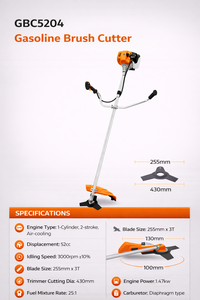 Débroussailleuse à essence 52cc 1,47 kW Moteur 2 temps refroidi par air Lame en acier allié 3T de 255 mm Diamètre de coupe 430 mm - Product Image 5