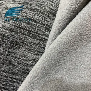 China knit mill polyester cationic melange PK fleece knitted fabric warm reservation for winter jackets