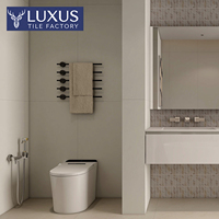 Carreaux de sol petits, mats et antidérapants Lukashi 300x300mm, épaisseur 9mm, pour cuisine et mur de douche ; Carreaux en céramique gris et blanc, style minimaliste