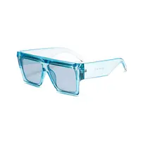 Kare boy güneş kadınlar düz üst şeffaf mavi pembe güneş gözlüğü erkekler Vintage büyük çerçeve kare gözlük UV400