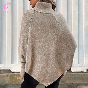 Loveda Venta al por mayor Mujeres Nuevo estilo Cable Knit Sweater Moda <span class=keywords><strong>Cuello</strong></span> alto Botón Decoración Manga larga Batwing Sweater - Product Image 2