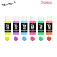 Peinture acrylique phosphorescente 12 couleurs vives (60 ml/2 oz) Longue durée Fluorescente pour projets de bricolage Décorations d'Halloween et de Noël