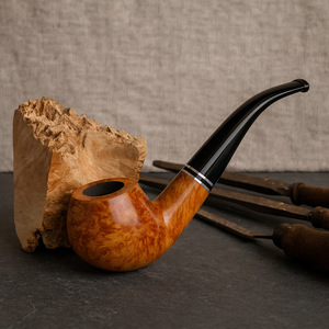Muxiang Tobacco Pipe Bent Type 9mm Filter Solid Wood For Men - Product Image 3