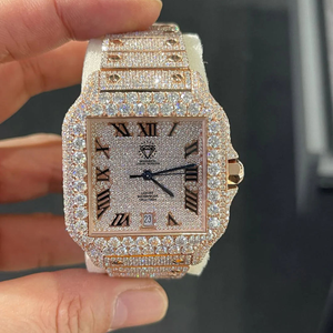 Montre de luxe Hip Hop Iced Out avec diamants et moissanite, mouvement mécanique automatique, étanche - Product Image 1