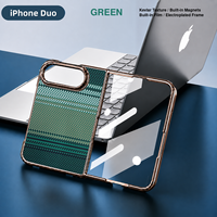   Étui de téléphone magnétique texturé pour Apple iPhone Duo, cadre électroplaqué, film de protection intégré, coque de protection antichoc