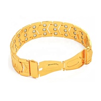 Gesper Tali Jam Tangan Pria Antik Warna Merah Tembaga, Gelang Magnetik Tiga Baris, Retro Fashion, Pola Sisik Ikan Lebar
