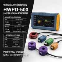 Detector de Descargas Parciales Todo en Uno Haowei HWPD-500 con Pantalla LCD, UHF, TEV, HFCT, AE, AA, Analizador Ultrasónico de Contacto de 20kHz-300kHz