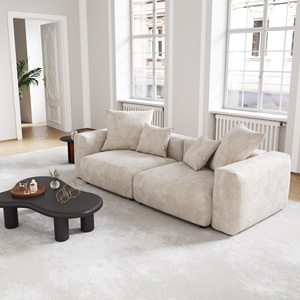 VOXHOME US Drop Shipping Living Room Furniture Nordic Vacuum Compress Beige 3 Seater Corduroy  Modular Sectional Couch Set - Product Image 4