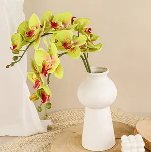 Venta al por mayor de flores artificiales, orquídeas de látex 3D, orquídeas de tacto real para decoración de bodas