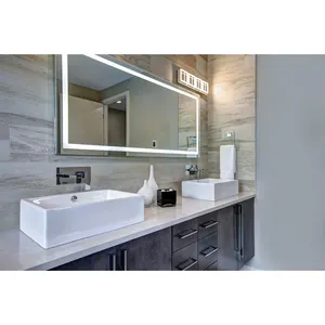 制造新设计定制现代实木壁挂式浴室梳妆台聚氯乙烯浴室柜全套