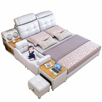 Nouvellement conçu mobile multifonctionnel King Smart Deluxe lit chambre ensemble meubles moderne en cuir lit pour enfants