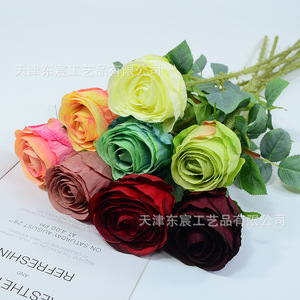 Fleur artificielle Dongchen Crafts Snowflake Rose à tige unique, décoration de mariage, décoration de la maison, grande taille, rose, blanc, champagne - Product Image 4