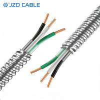 Cable JZD UL1569 Tipo MC de 250 pies, en Stock, con Armadura de Aluminio Entrelazado, Cable de Cobre THHN, para Cableado Residencial y Comercial