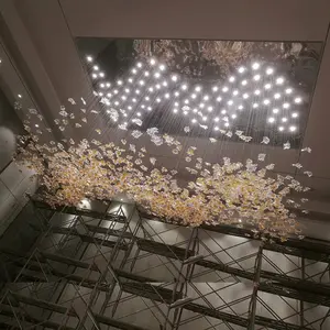 定制照明现代时尚艺术玻璃枫叶型装饰大吊灯酒店俱乐部宴会厅高天花板