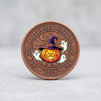 Pièce commémorative d'Halloween en cuivre massif antique, imprimée en UV en relief 3D, personnalisée directement en usine, pour cadeau souvenir de festival