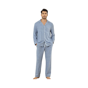 <span class=keywords><strong>Pigiama</strong></span> da <span class=keywords><strong>uomo</strong></span> a manica lunga in morbido maglia con <span class=keywords><strong>pigiama</strong></span> Button-Down con tasche S-2XL taglie traspiranti - Product Image 1
